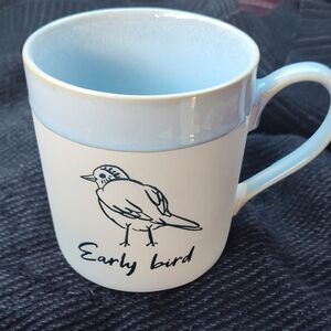 Early Bird Ceramic Mug - Light Blue and White